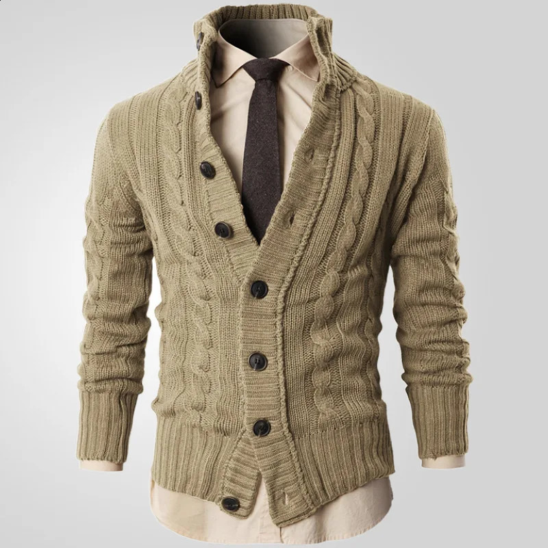European and American mens business outdoor knitted selling vertical cardigan wool sweater casual wool coat 240907