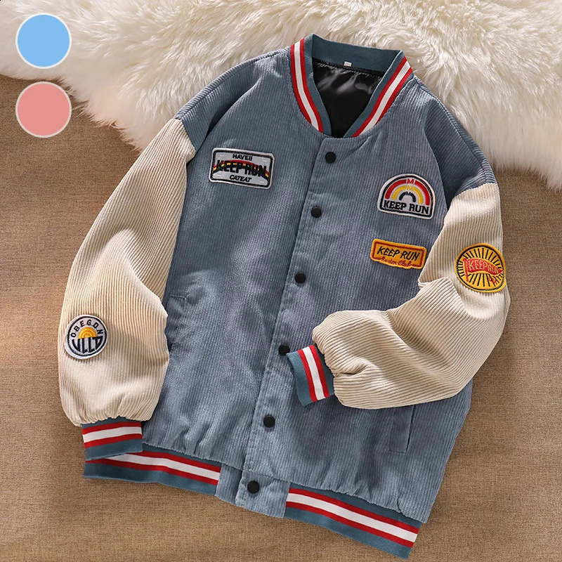 Mens Baseball Jacket Spring and Autumn Embroidered Letter Corduroy Loose Coat Track and Field Uniform Harajuku Retro Uniform Mens Clothing 240910