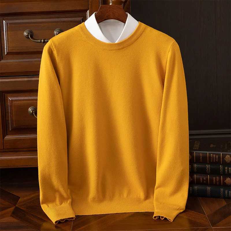 Emboucheur classique lâche à col à hommes en coton 100% pur nouveau pull en cachemire tricoté S-3xl Casual Adapt pour l'automne et l'hiver.W24090
