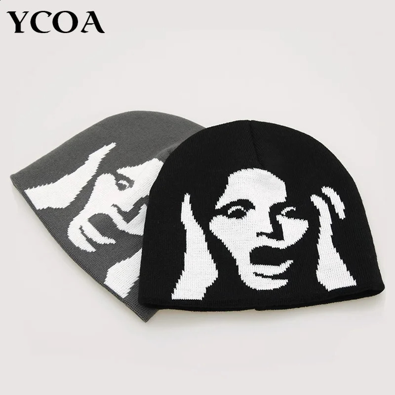 Womens Hat Knitted Beanies Pullover Y2k Street Clothing Korean Fashion Winter Fashion Retro Pullover Kpop Gothic Warm Hip Hop Unisex Style 240910