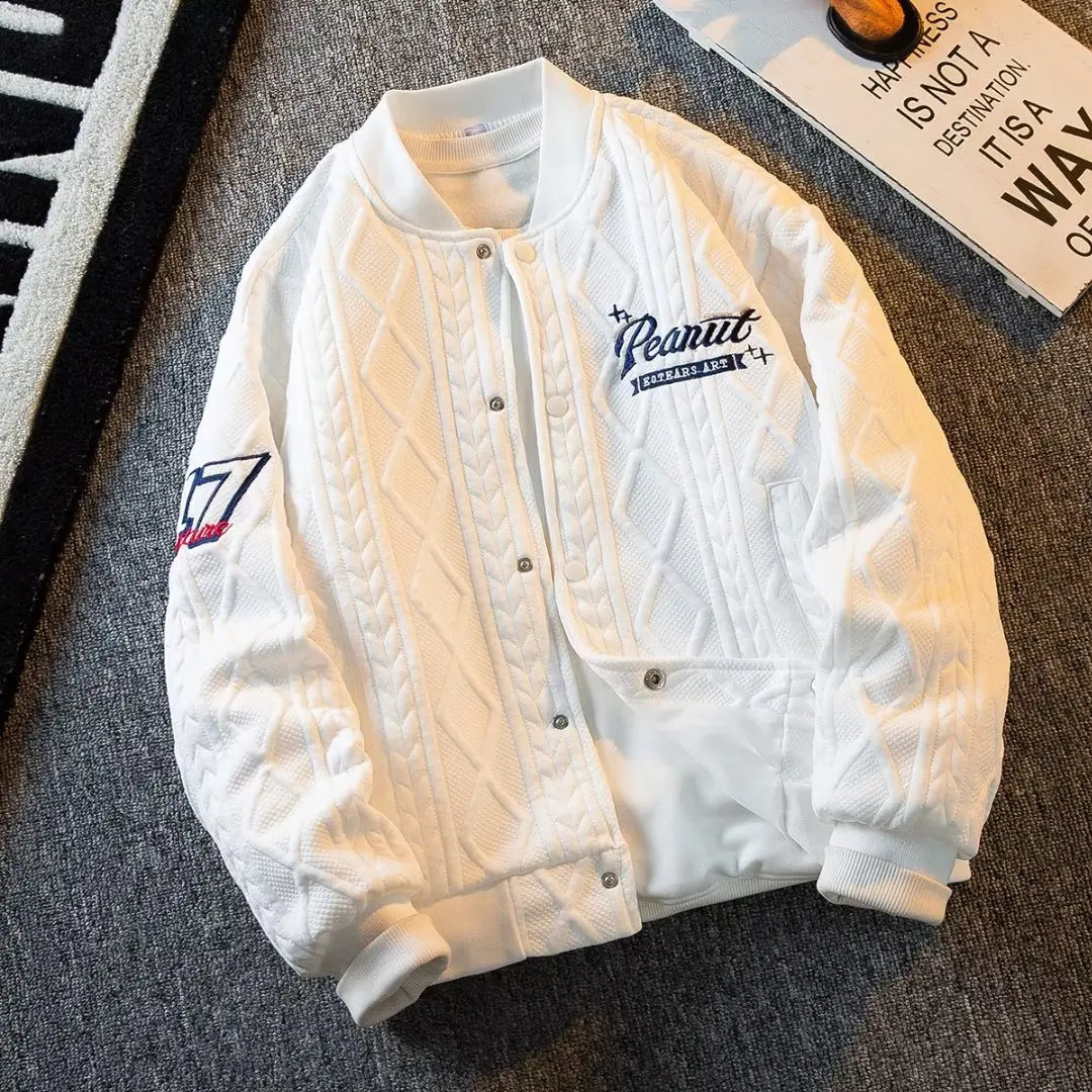 Mens double-layer baseball jacket spring and autumn jackets American embroidered loose cardigan fashionable charging jacket 240910