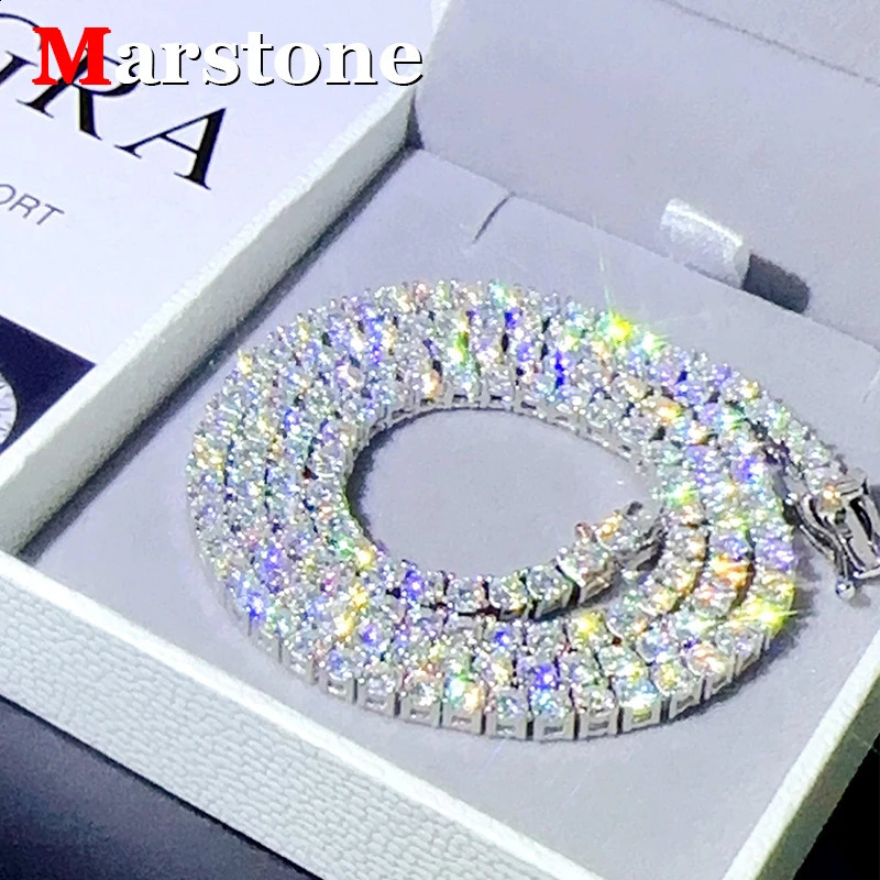 2/3/4/5MM D Colored Silica Tennis Hip Hop Bracelet Original S925 Pure Silver Plated Platinum Bracelet 240910