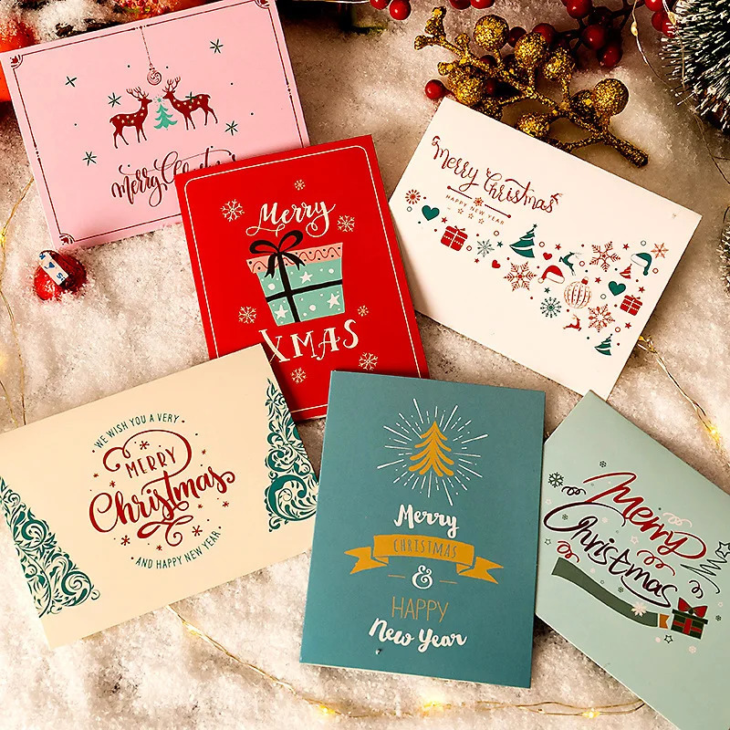 10 sheetsset of Merry Christmas greeting cards customized kraft paper blank party greetings invitation 240910 K260318-image-1098009304
