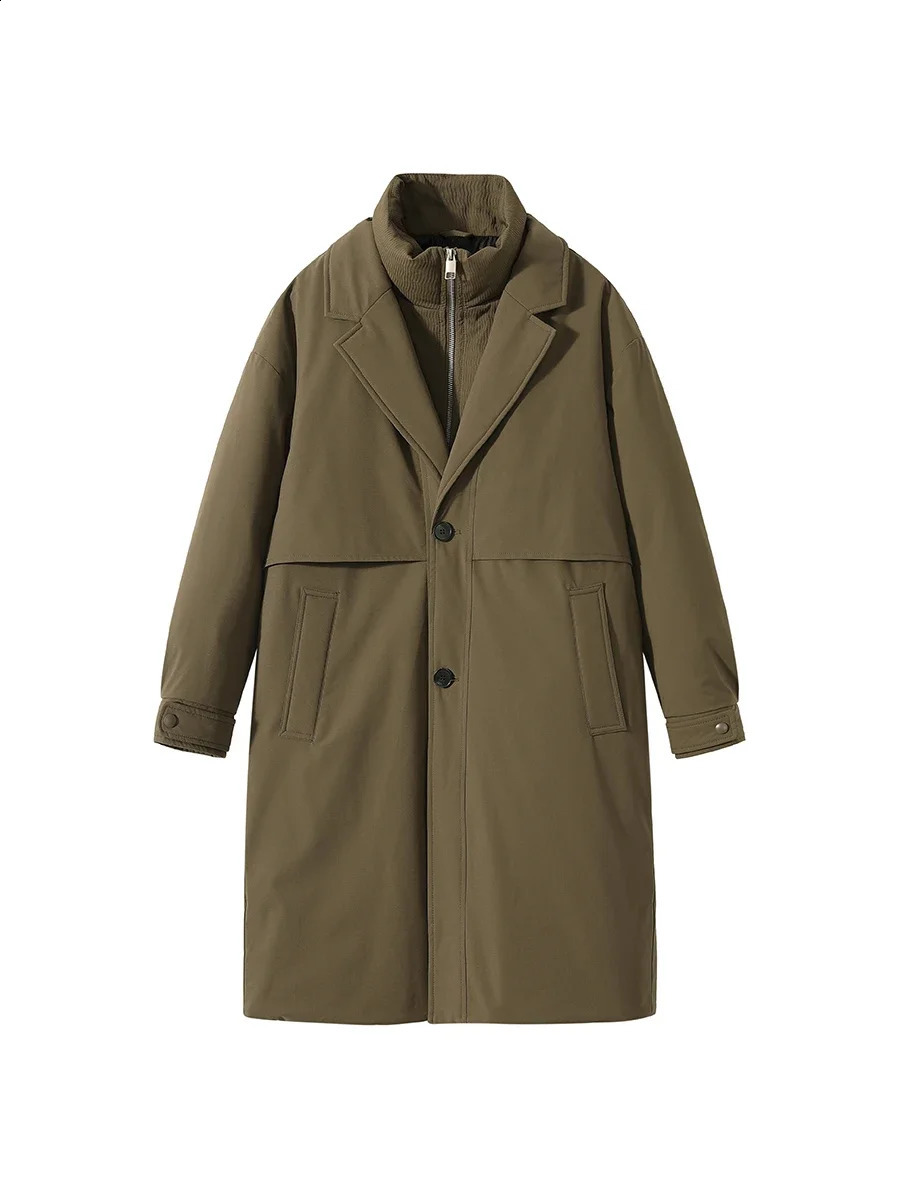 Mens Winter Fashion Stand up Collar Long Coat Mens Solid Color Loose Outdoor Jacket Mens White Duck Down Jacket P306 240907
