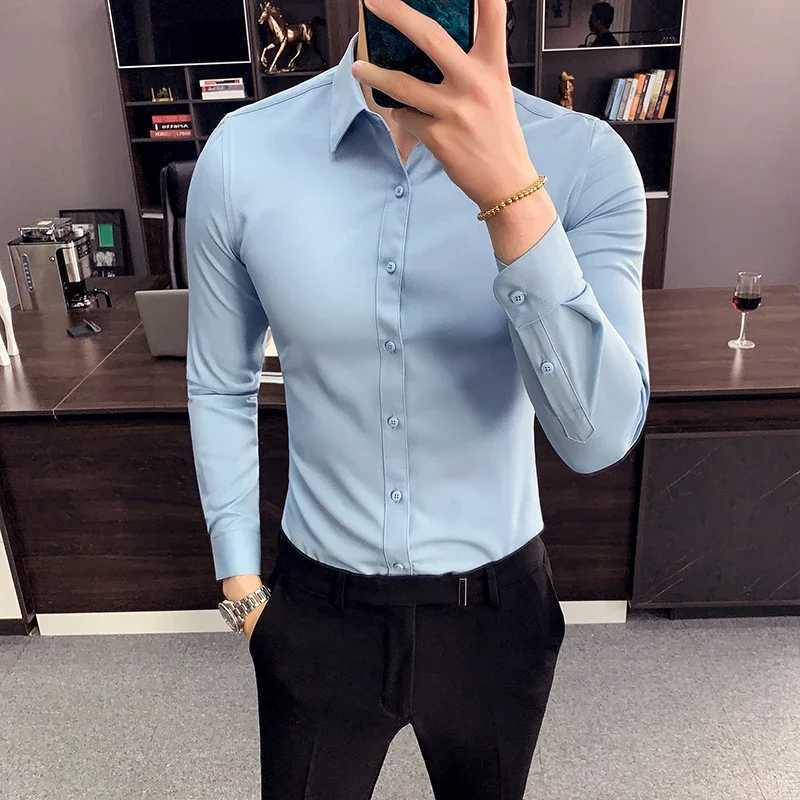 Taille plus 7xl-S HOMMET MANDEMENT LONGE 2024 BUSISATION OFFICIEL SOLIGE SLIM FIT CHIRT HAUTES MENSE CONCUTHERE CONCUSTÉ W240911