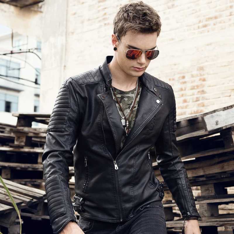 New mens leather jacket autumn and winter thick coat mens velvet synthetic bicycle jacket warm coat mens coat W240912