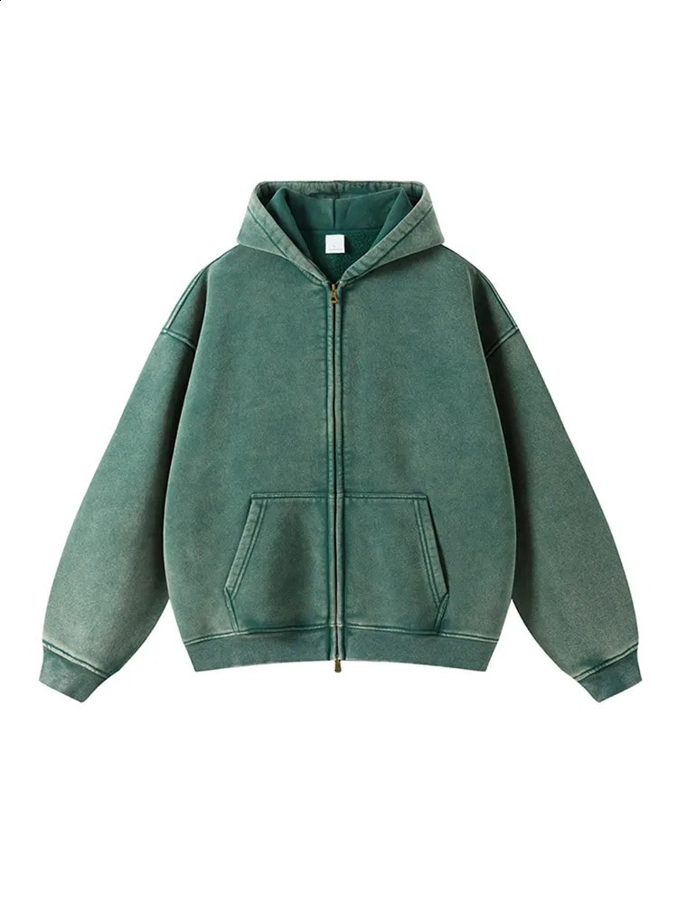 Mens batik wool zipper hooded sweatshirt long sleeved oversized jacket autumn thick mens plush sweater 240911