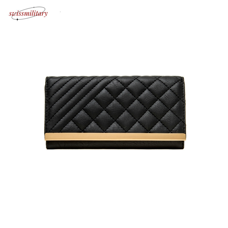 Swissmilitary 2024 Korean version classic small fragrance style women's wallet embroidered thread multi card zipper bag long handbag #20