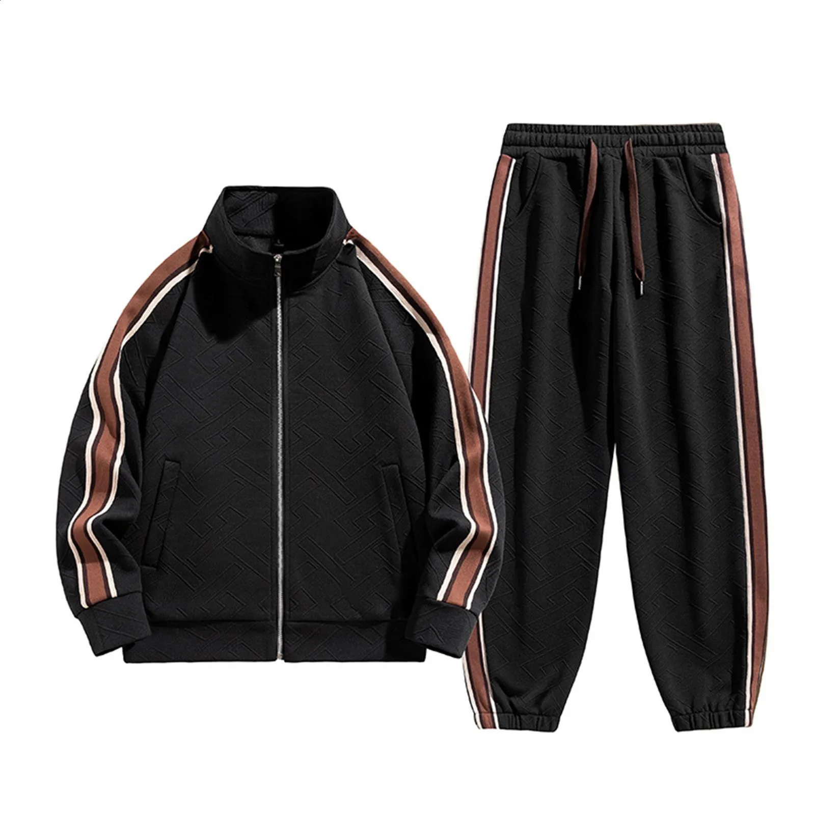 Mens casual sports set mens autumn and winter trends cardigan wool sweater mens handsome casual two sets of mens sets classic fit 240912