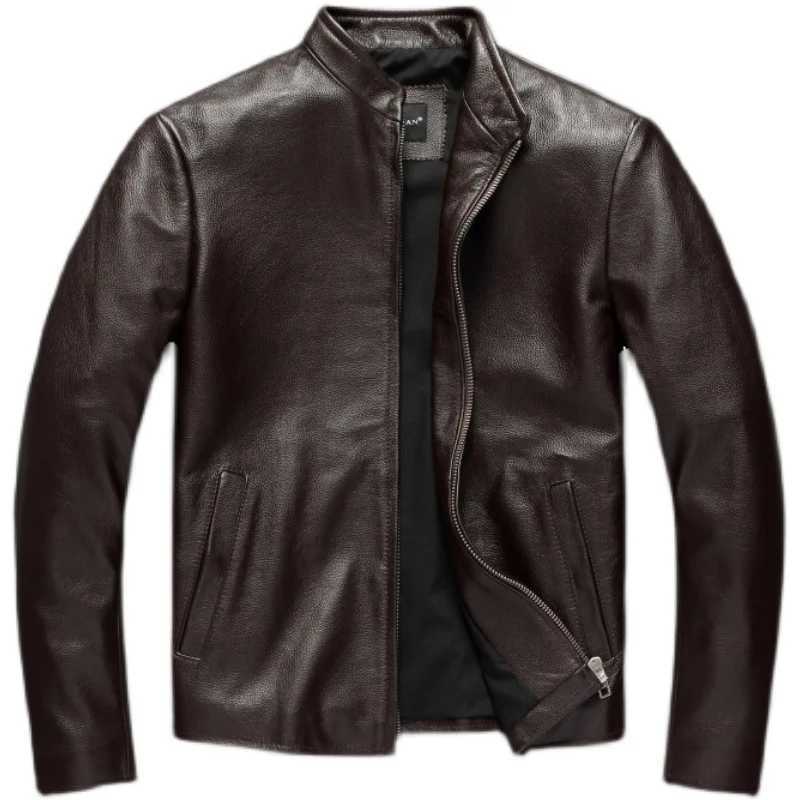 Casual Brown Leather Jacket Mens Genuine Leather Coat Spring Autumn Jaqueta Masculina Couro W240912