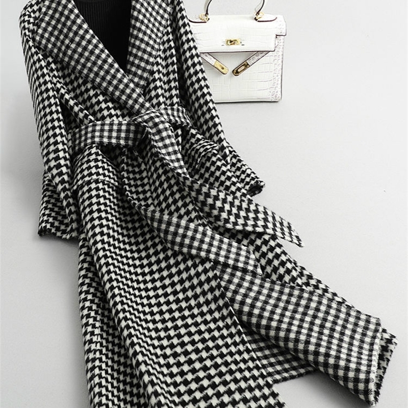Retro Femmes Mabet à la mode Chien de chasse Couteau de courroie de pierre Femme Long Galet Tatar Mabinet d'automne Coat d'hiver et veste Femme 2