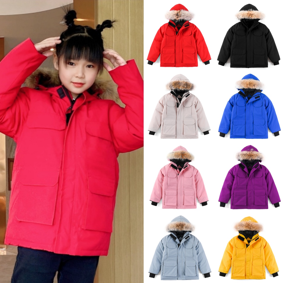 Kids Down Jackets Boys Thickened Coats Designer Parkas Winter Clothes Girls Toddler Children Warm Luxury Clothing Puffer Hooded Baby Youth Canadi-image-877152410