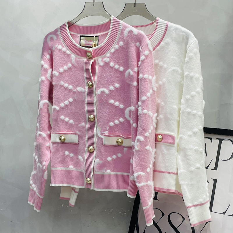 2024 letters designer Womens Sweaters pink clothes Top Cardigan Casual V-Neck Knit Coat Long Sleeve Knitwear letters designer white winter sweate-image-945018820