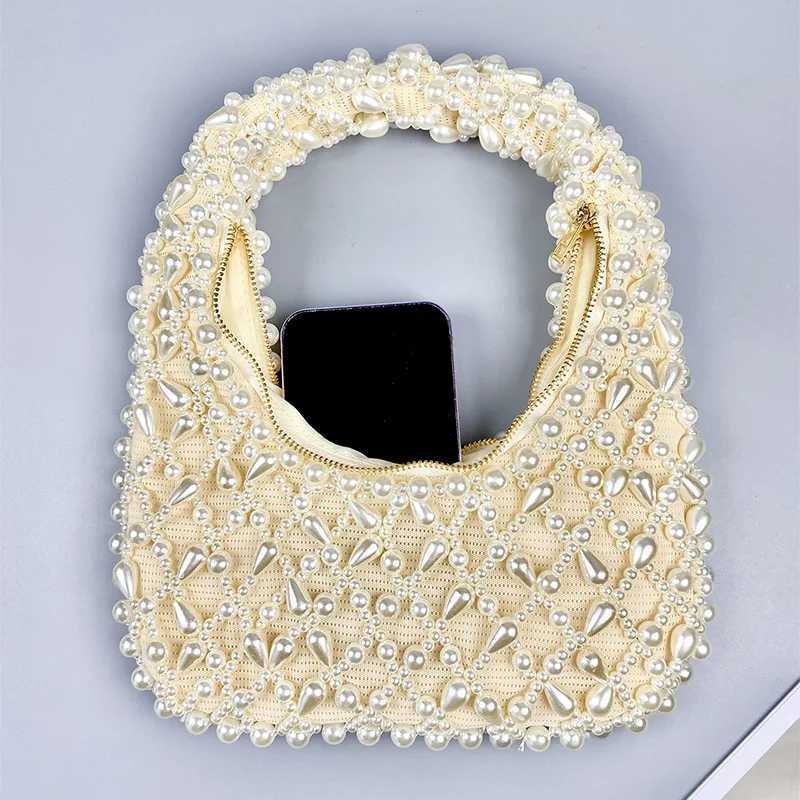 New Fashion Female Women Shoulder Messenger Bags Solid Rhinestone Pearl Chain Handbags Tote Evening Party Crossbody 240912