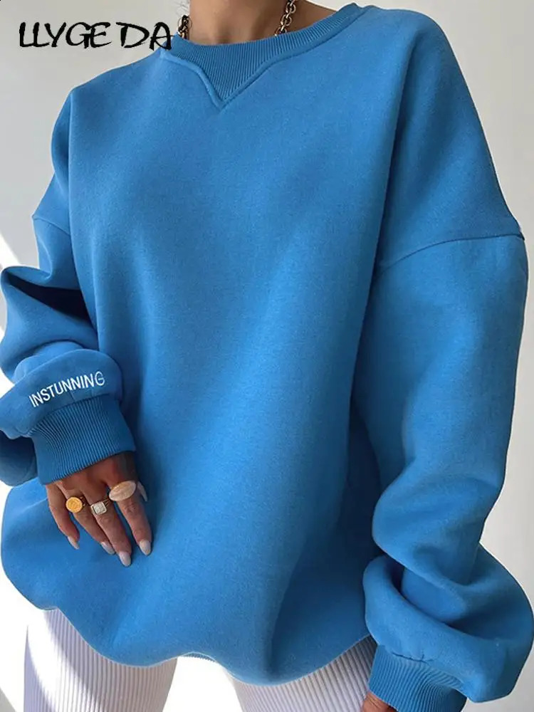 Womens O-neck oversized sportswear Pullover womens Embroidery Pull Femme Jumper Y2K casual streetwear autumn and winter letter top 240912
