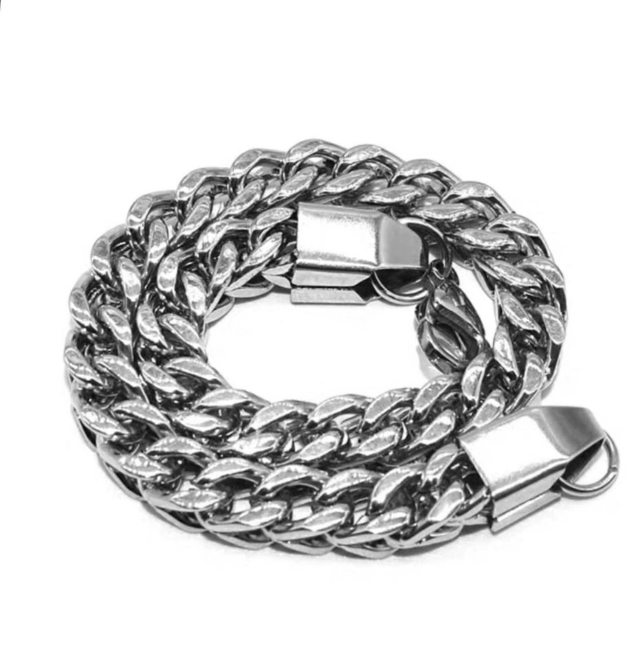 Stainless Steel Cuban Chain Bracelets for Men Women Gold Silver Titanium Steel Weaved four-sided Hand Chain Bracelet Bangle Jewelry 21CM