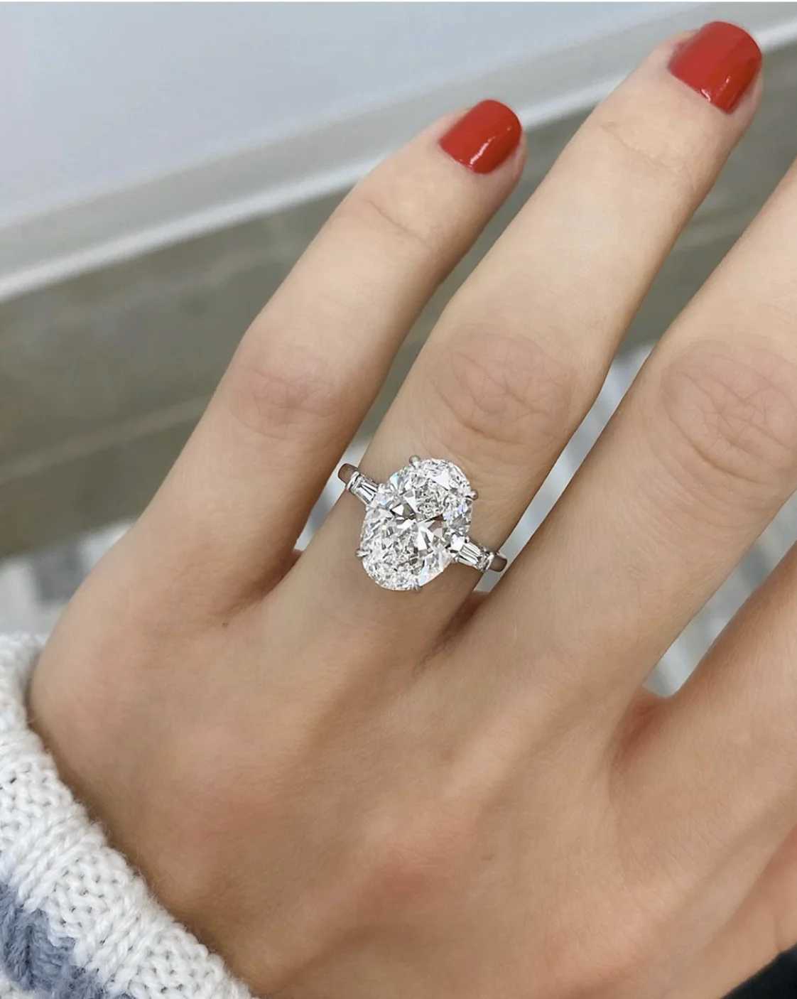 Anneaux de bande Authentiques 925 argent sterling coupé ovale 6ct Anneau diamant Femmes Bague de fiançailles éternelle Ensemble exquis 925 Bijoux