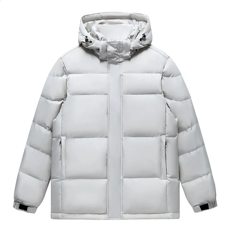 winter mens hooded casual inflatable jacket white duck down jacket high-quality mens outdoor windproof thick warm park 3XL 240913