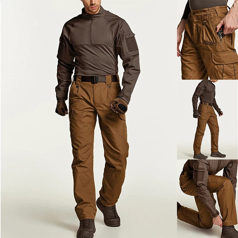 Hommes étanche pantalon tactique extérieur imperméable multi-poche pantalon léger blindé pantalon long pantalon de cargaison sec rapide 240912