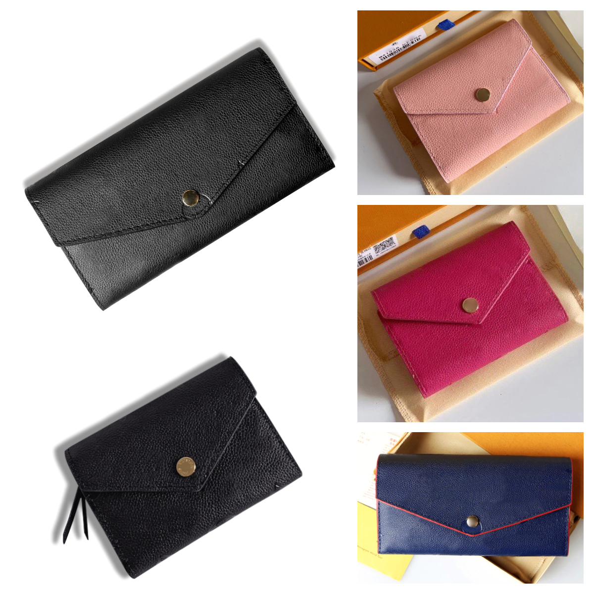 Leather Foldable Wallet Womens Designer small wallet Embossed monogram leather wallet Women luxury Clutch Long wallets Designer Cards Holder wallets