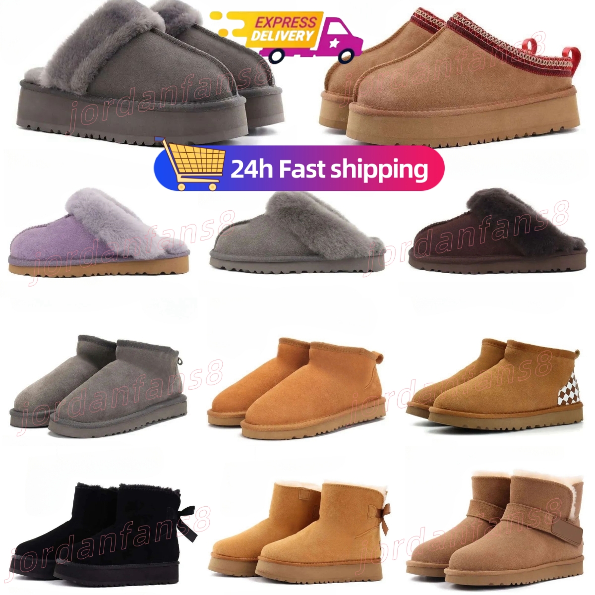 Women Classic Ultra Mini Platform Boot II 2" Platform Height 5cm Australian Winter Snow Designer Tasman Tazz Fur Boots Slippers Ankle Sherpa Sw