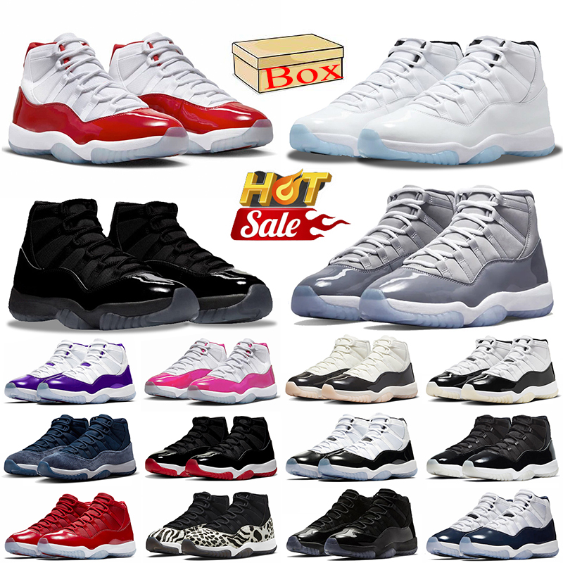 Cool Grey 11 Basketball Shoes Top Quality 11s Cherry Black Red Grey Pink Gratitude Space Jam High Cut Men Sneakers Low Cement Grey White Bred Womens