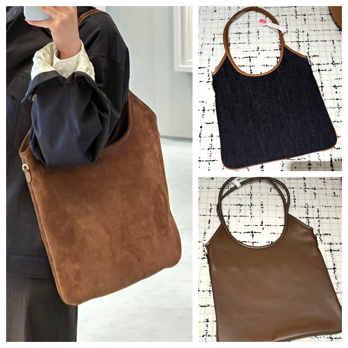 Minimalist Womens luxury handbags Designer tote bag New Fashion Shoulder handbags Shopping bag designer weekend bag Denim Purses Womens Hobo Suede h