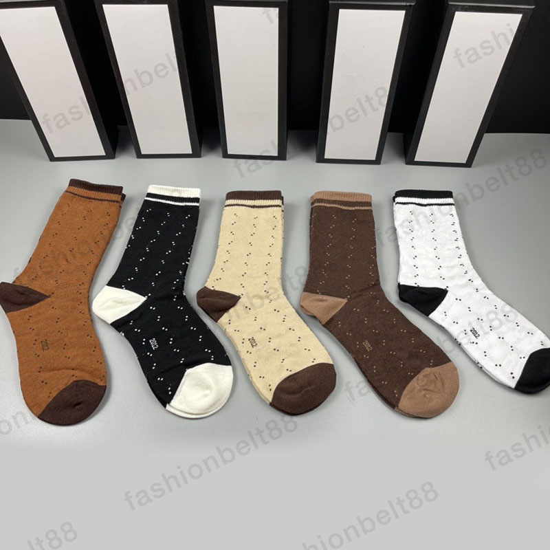 Designer Mens Womens Socks Five Pair Luxe Sports Winter Mesh Letter Printed Sock Embroidery Cotton Man Woman With Box-image-717422410