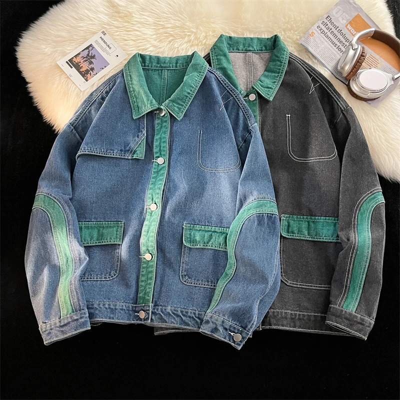 2024 Men Fashion Vintage n Denim Jackets Cotton Jeans Widewaisted Streetwear Male Clothing Autumn and Spring Coats Y79 240911Z
