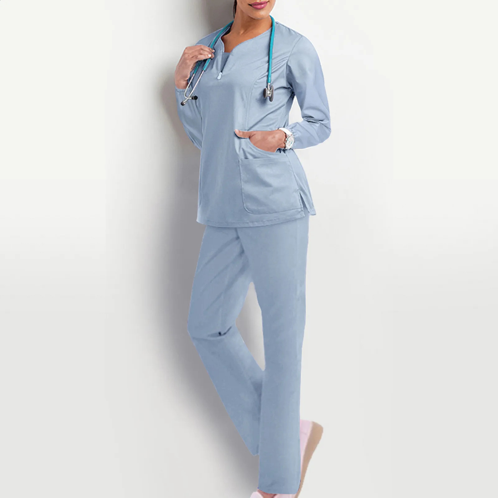 Elastic High Quality Wholesale Operating Room Uniform Set Short Sleeve Nurse Nursing Accessories Tops Pants Suit 240911