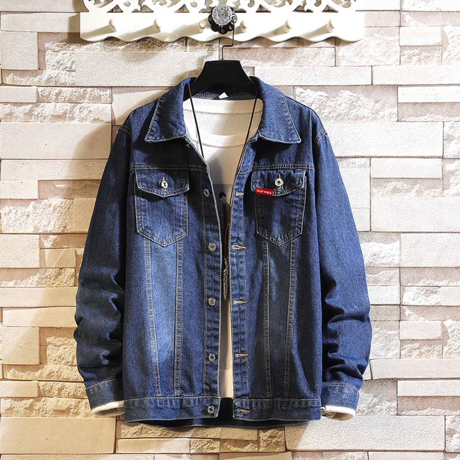 Veste en denim pour hommes noirs veste en denim à l'automne pour hommes Hise de haute qualité 2024 mode à faible coût plus taille masque nouveau