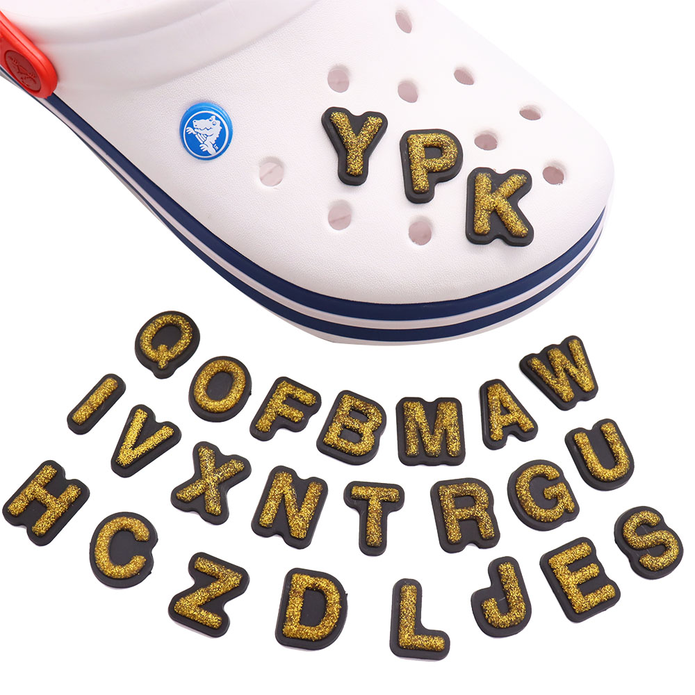 New Arrival 1-26Pcs Golden Letters Garden Shoe Buckle Charms Decorations DIY Boys Girls Birthday Present