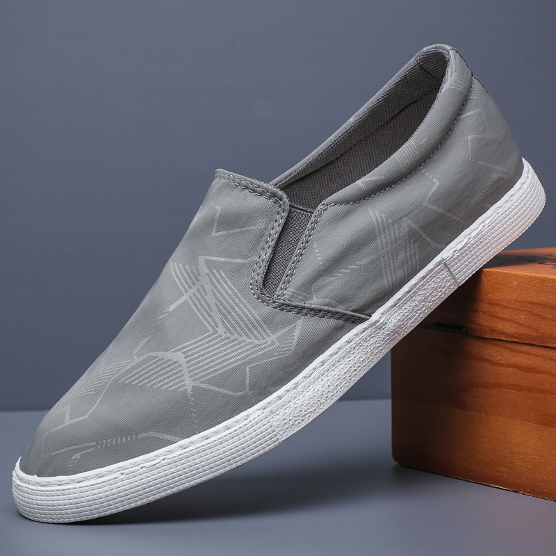 Men's Canvas New Sping Summer Leisure Anti-slip Driver Work Shoes Lightweight Breathable Slip On Men Shoes#23023
