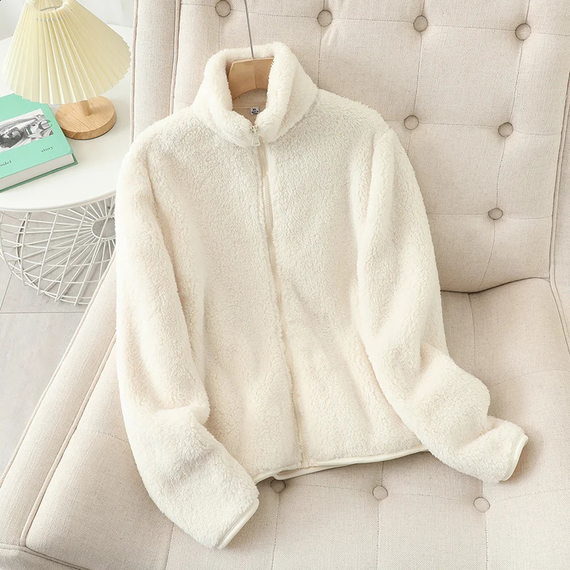 Womens Fleece Coat Winter Warm Thicken Jacket TwoSided Wear DoubleSided Velvet Coral Coats Polar Jackets 240913