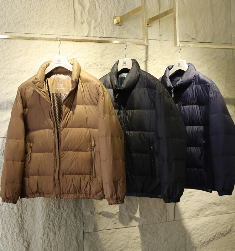 Winter Fashion Mens Thick Down Jacket Mens Stand Collar Loose Coat Mens White Duck Down Coat P400 240913