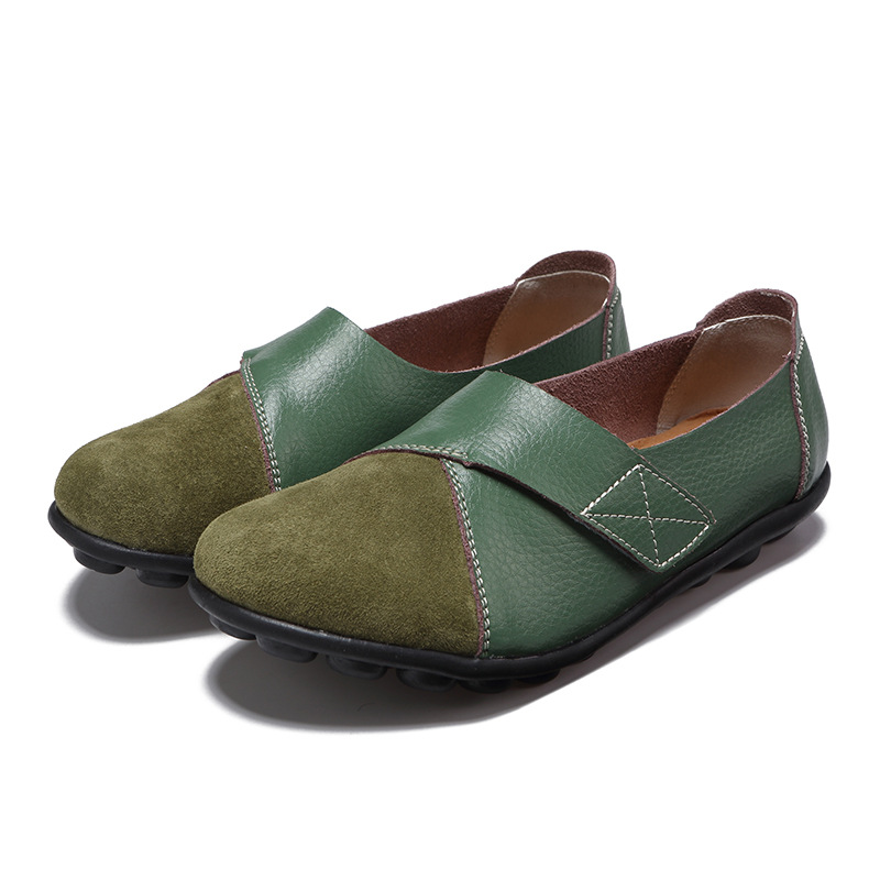 Plus Size35-44 Genuine Flat Woman Hand-sewn Leather Loafers Cowhide Flexible Spring Casual Women Flats Shoes