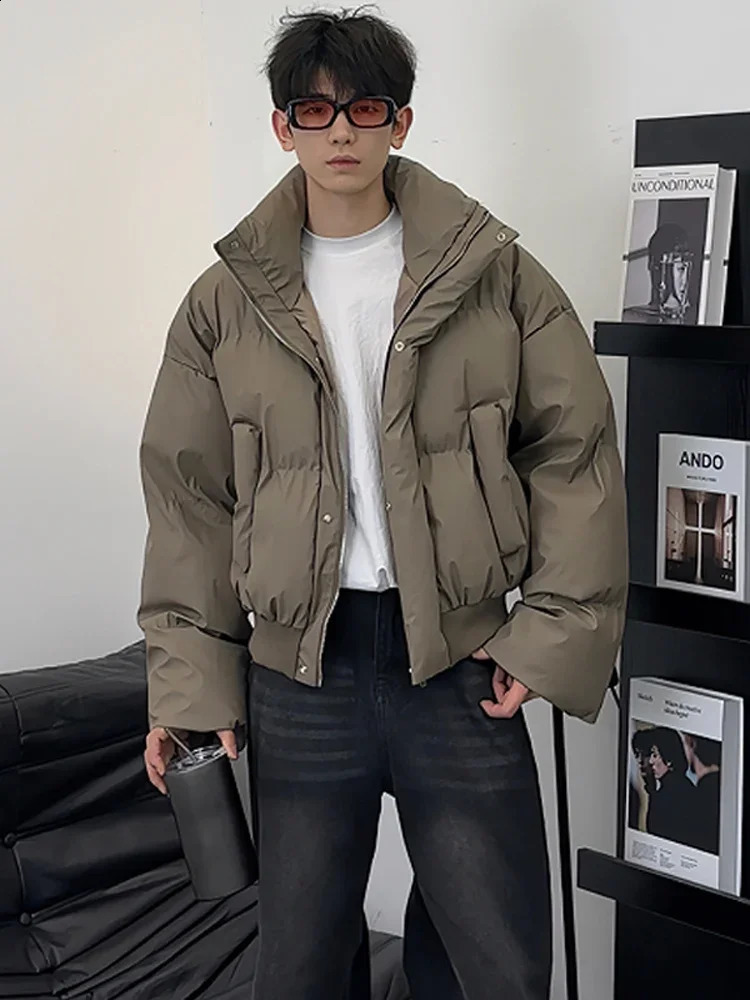 mens winter white duck down jacket mens solid color thick coat mens loose casual down jacket P422 240913