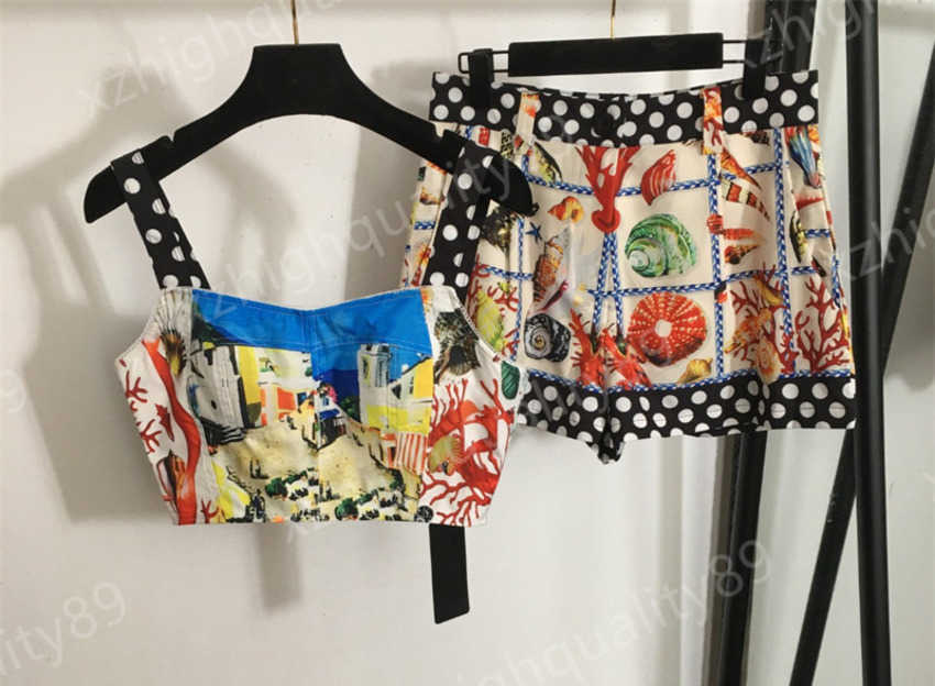 Robes de créateurs pour femme robe de plage de la mode en coton top top spaghetti bracelet corset conch polka dot shorts sexy sssoundrand vacance