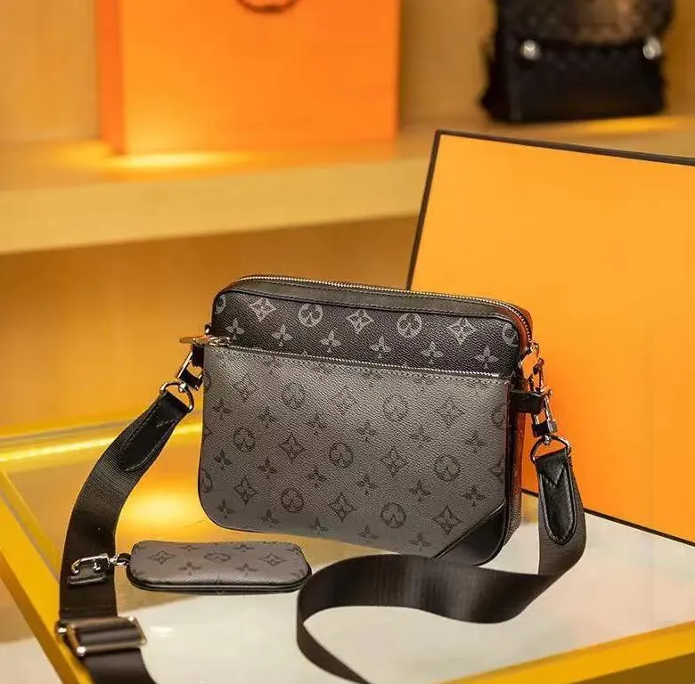 new High Quality Luxurys designer bag womens mens 3pcs Trio Black Flowers Crossbody Bag Shoulder bags Messenger Handbags Wallets tote bag ba