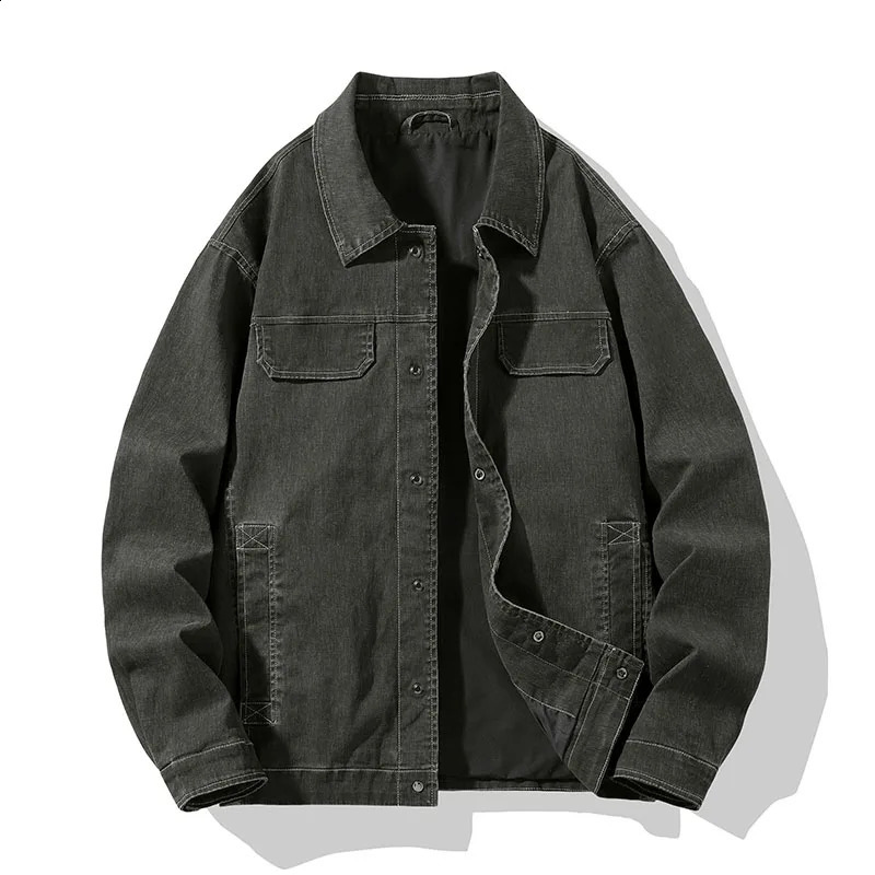 TRAF Fashion Denim Coat Spring And Autumn Mens Comfortable Casual Cargo Jacket High Street 240911Z