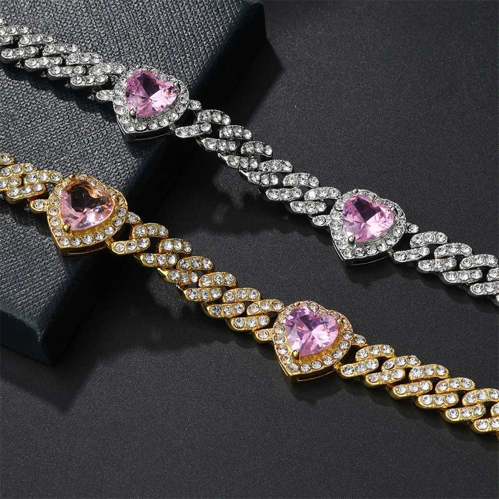 Colliers pendants 16 mm Chaîne cubaine avec coeur Collier pour hommes en forme de coeur