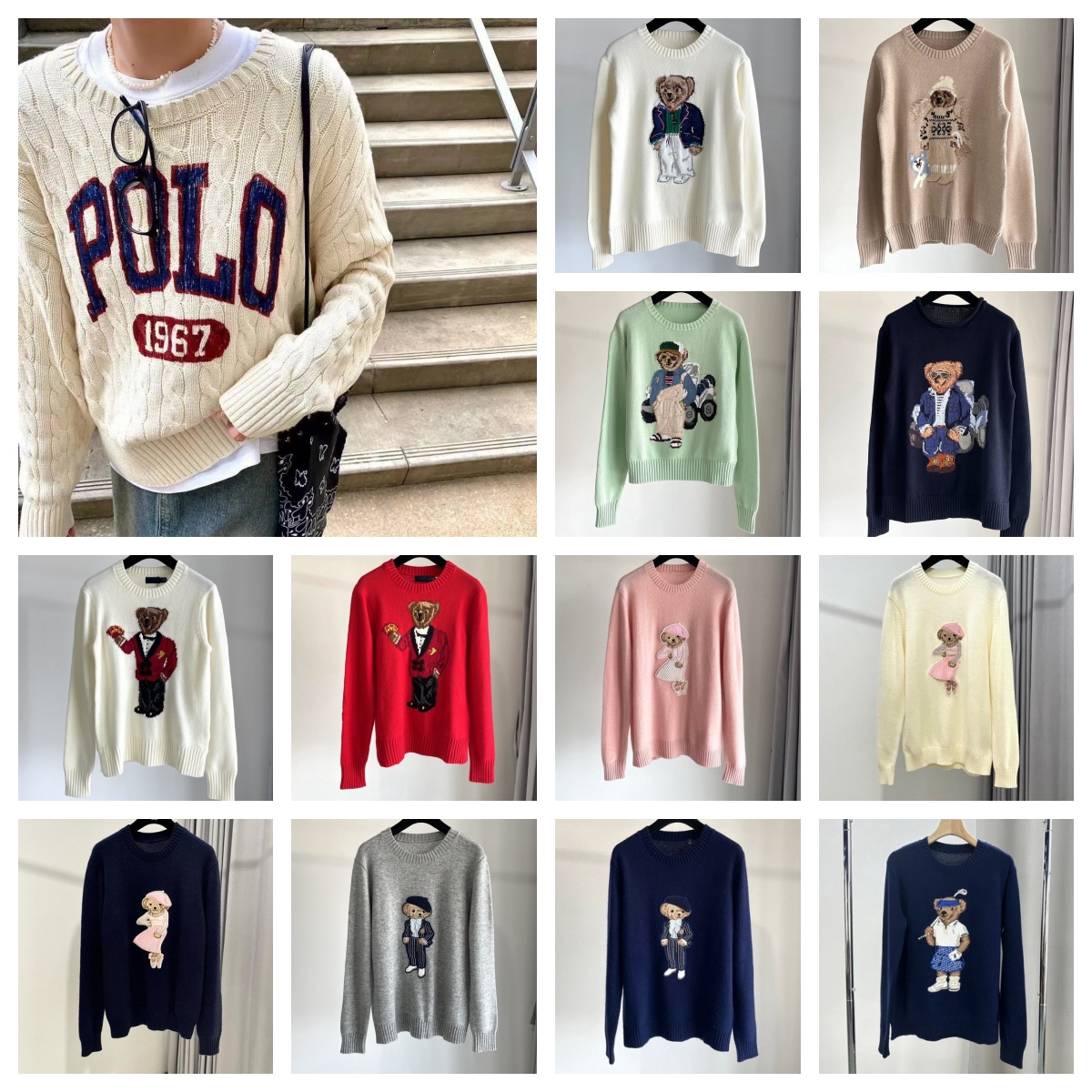 Couche rond en tricot-tricot-pull mangeur de créateur d'automne d'hiver top taille sml polo 1977 pour les femmes