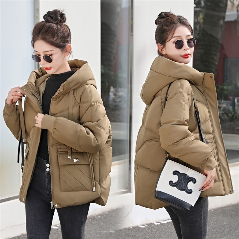 2024 Winter women Warm Down Cotton Jacket fashion hooded Thick Puffer clothing Short coat casual Loose outerwear female R022 y240910