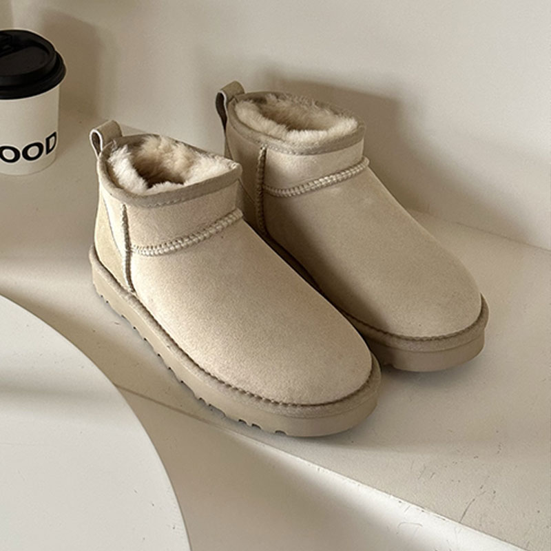 Womens Warm Winter Snow Boots Flat Casual Full Fur Ankle Boots Shoes Fur Lied Shoes-image-913077947