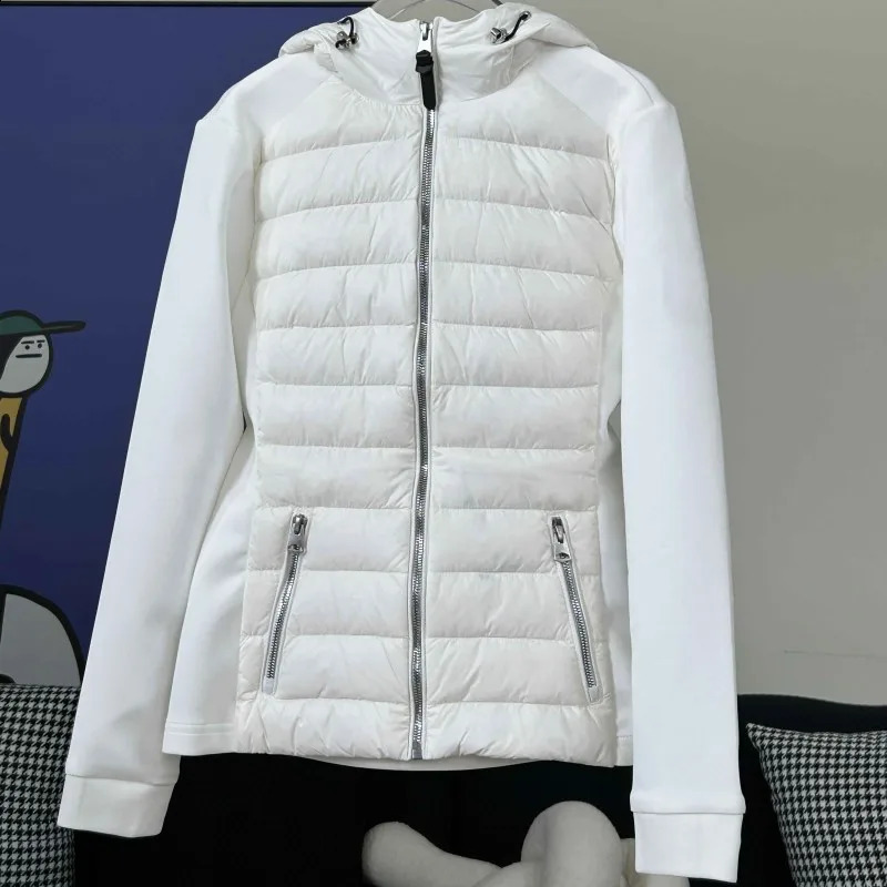 Automne et hiver femmes à capuche tricoté épissé vers le bas cardigan pull en laine Y2K veste décontractée vêtements chauds et à la mode veste de