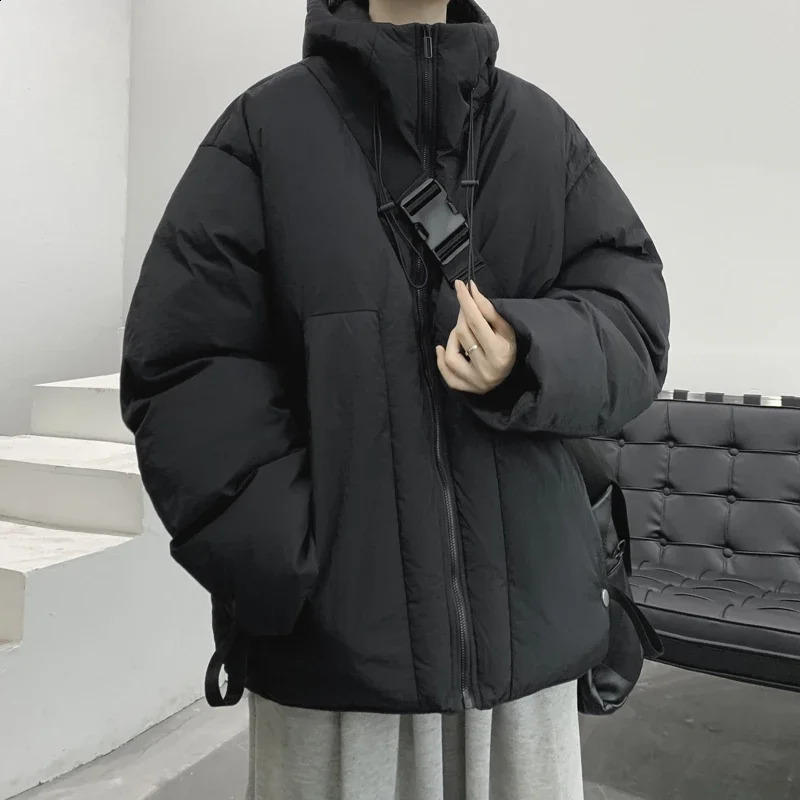Mens Winter Thick Warm Short Coat Mens White Duck Down Jacket Mens Solid Color Hooded Down Coat P402 240913