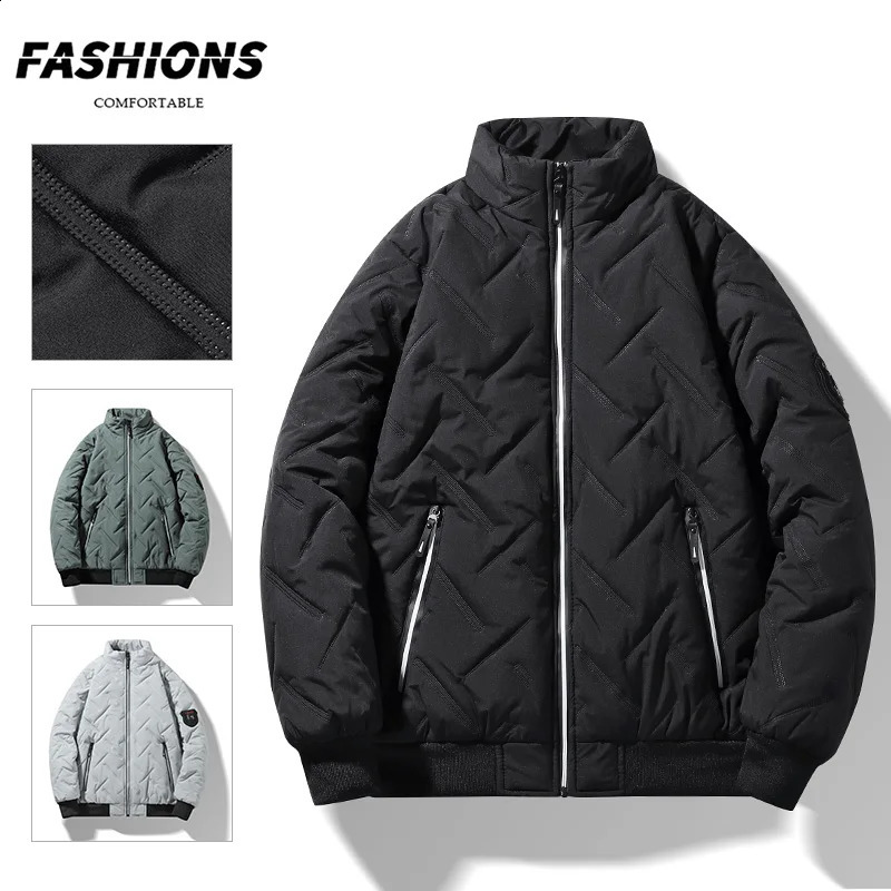 Mens Winter Coats Casual Solid StandCollar Lightweight Parkas Coat Mens Jacket Long Sleeve Windbreaker Padded Men Cold Jackets 240913