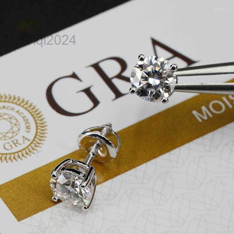 Designer Stud Earrings 0.1-2ct D Color Moissanite VVS1 Clarity Round Diamond 18K White Gold S925 Sterling Silver Screw Back For Women