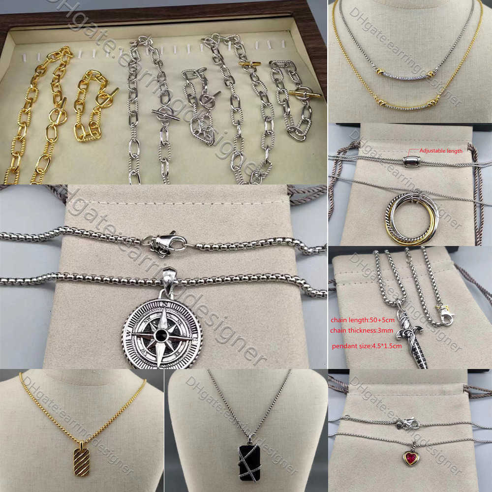 50cm Silver Designer Men Necklace Luxury Women Plated Necklaces Pendant Streamlined Label Jewlery 18k Cz Gold Cable Combination Box Chain-image-991117679