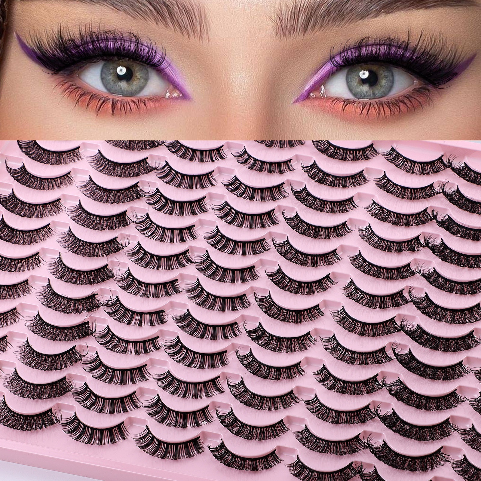 Thick Natural Fake Eyelashes Extension Fluffy Naturally Soft Lightweight Handmade Reusable Curling Lashes Full Strip Beauty Supply DHL-image-1019525642